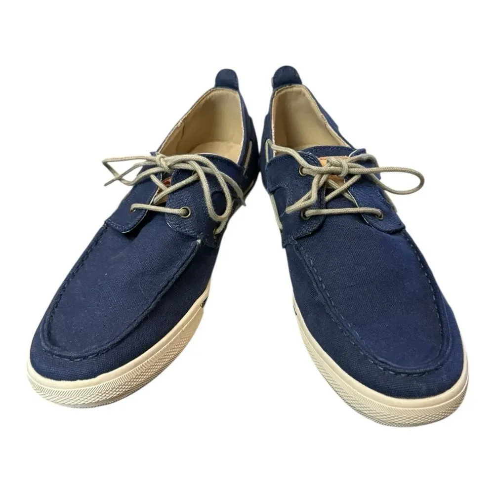 Tommy Bahama Men's Calderon Navy Canvas Boat Shoes 10.5